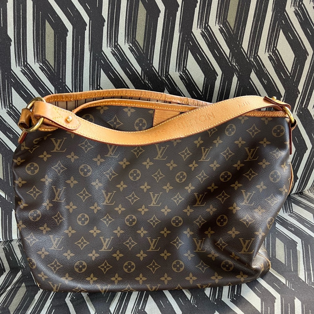 Louis Vuitton Delightful MM Monogram Canvas Bag with Leather Trim